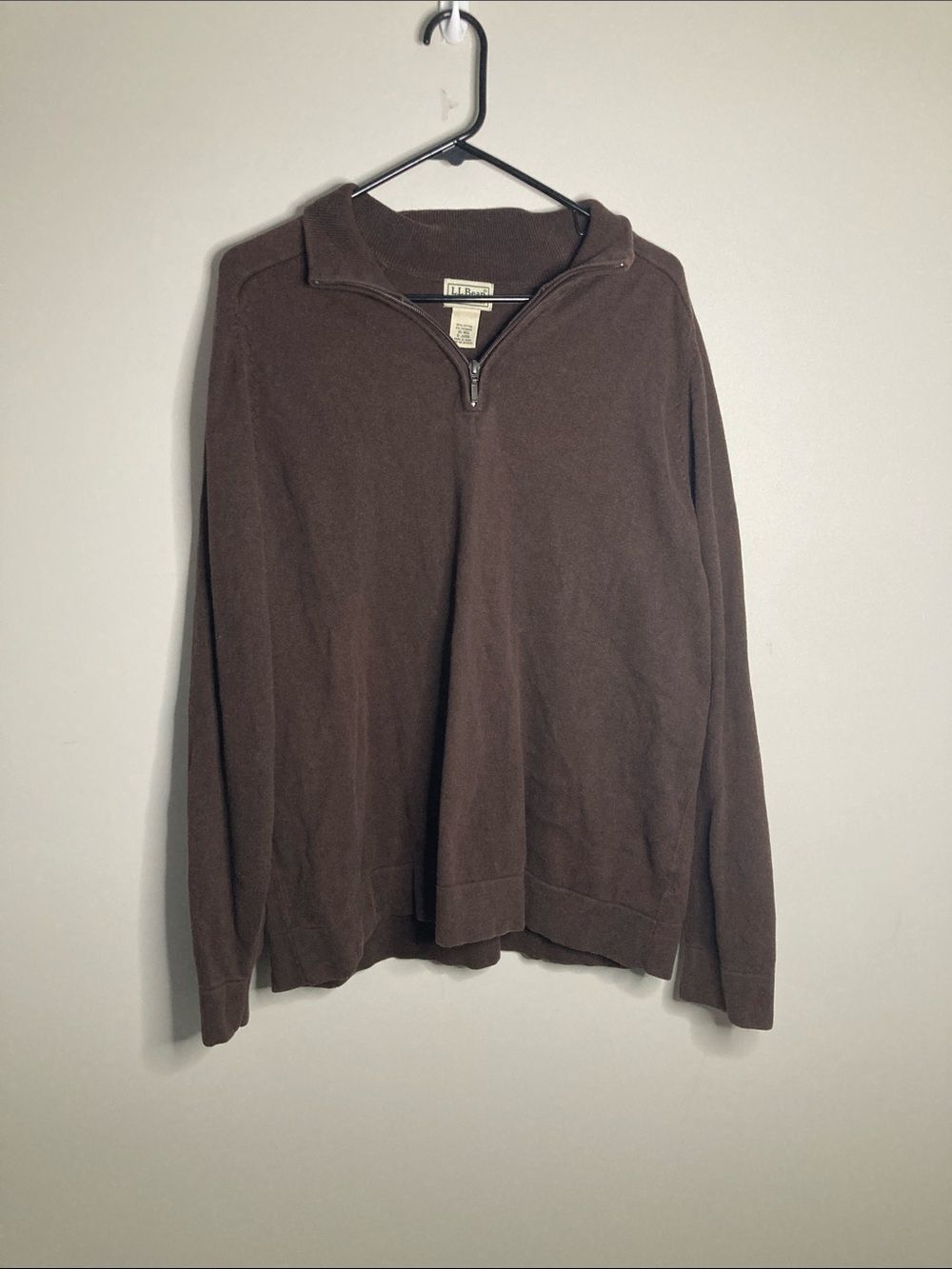 L.L. Bean Men's Chocolate Brown Quarter-Zip Sweater XL